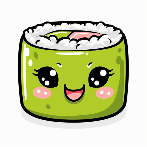 Cute sushi roll with expressionless face