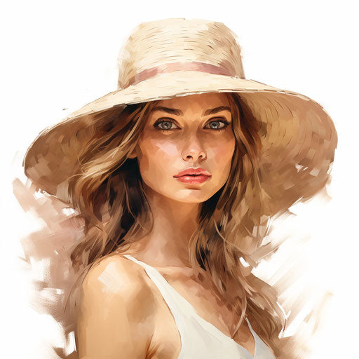 Hat drawing in the style of oil painting, on a white background