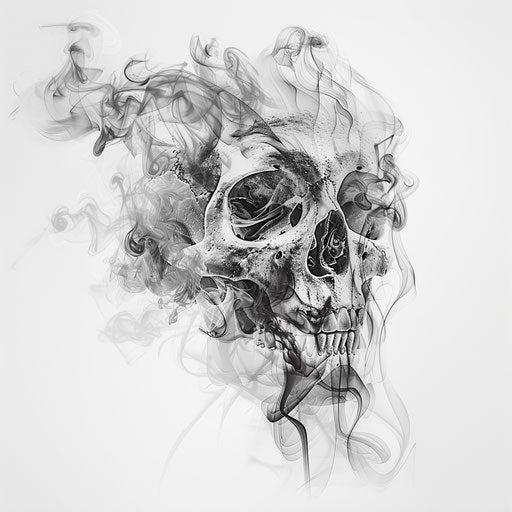 Detailed skull formed by smoke, tattoo style
