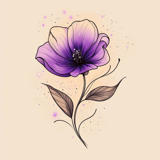 Beautiful flat tattoo sketch of violet flower