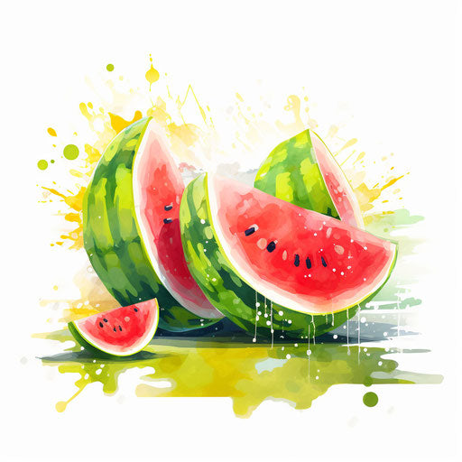 Watermelon clipart in the style of Impressionistic Art, on a white background