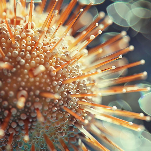 Close-up of sea urchin spines intricate details