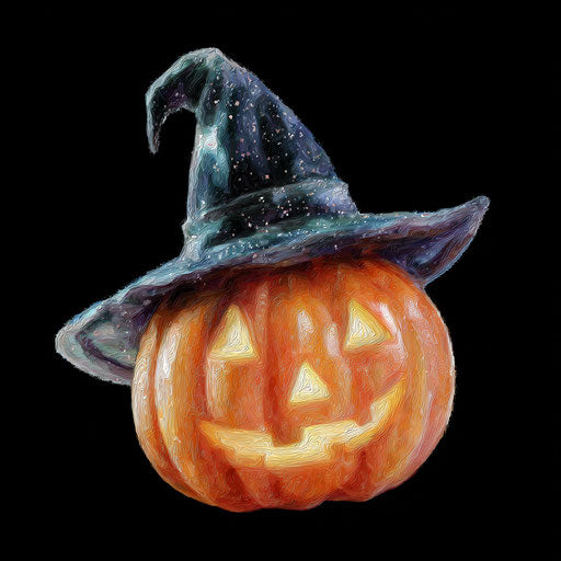 Festive Halloween Pumpkin with a Witch's Hat