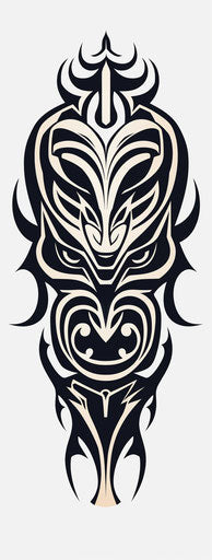 Animal head tribal tattoo in comic book style with organic texture