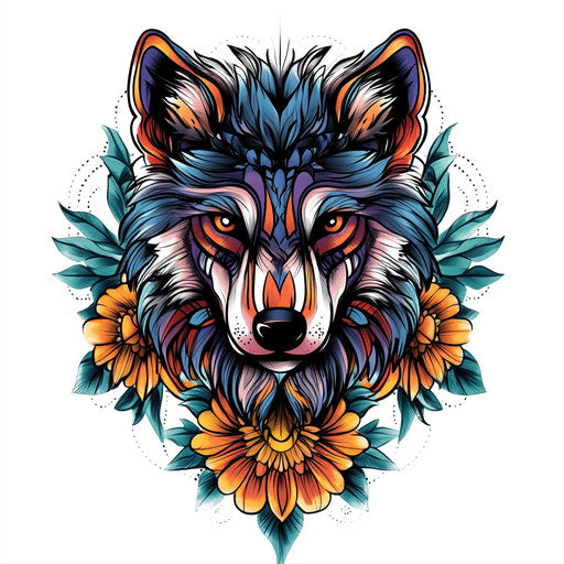 Beautiful flat tattoo sketch alpha tattoo in neo-traditional style