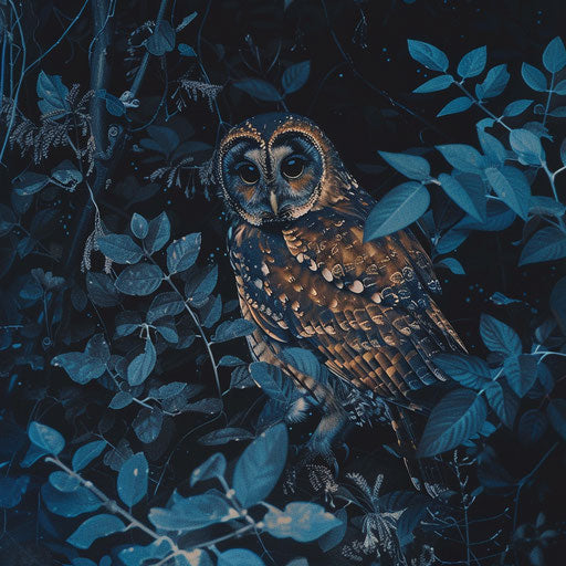 The sharp gaze of a northern spotted owl in the forest