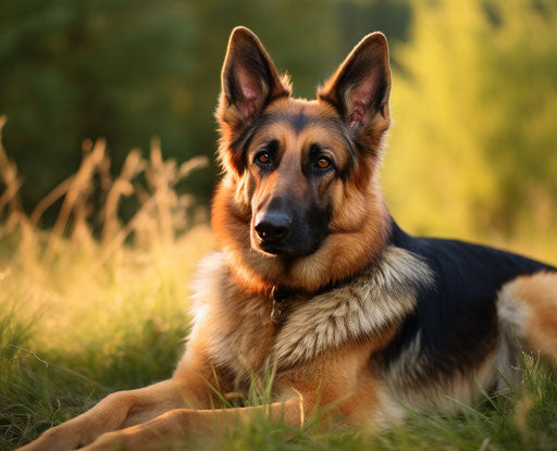 German Shepherd Dog Sitting on Grass