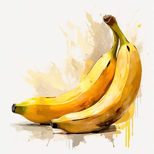 Banana in Impressionistic Art style, on white background