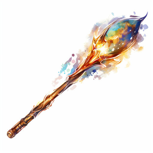 Magic wand clipart in the style of Oil painting, on a white background