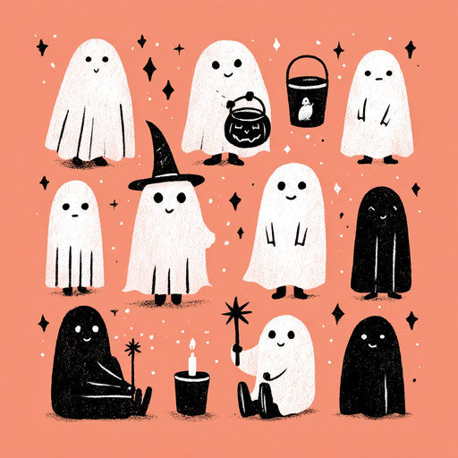 Stylized Compilation of Halloween Ghosts and Motifs