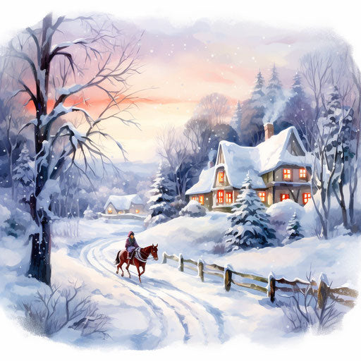Christmas Eve clipart in the style of oil painting