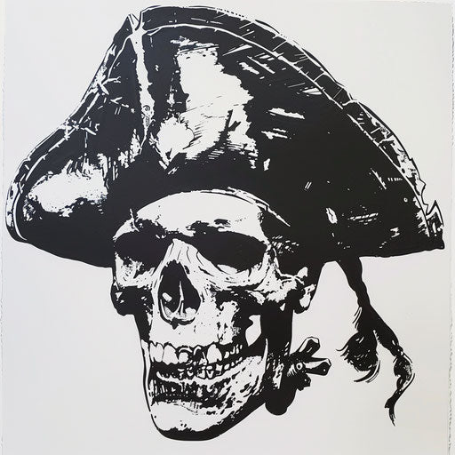 Bold cartoon skull with pirate hat