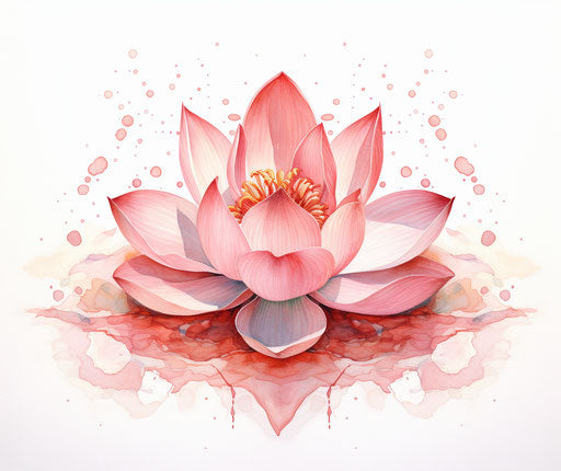 Artistic illustration of a pink lotus flower, symmetry and balance style