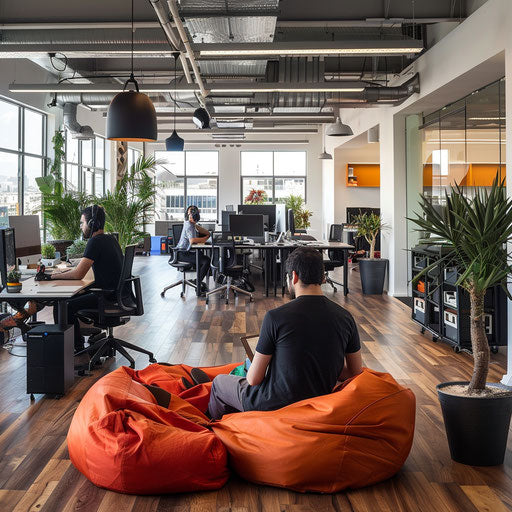 Tech company office with developers and modern decor