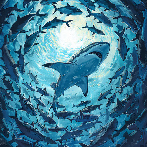 Shark surrounded by a school of baitfish