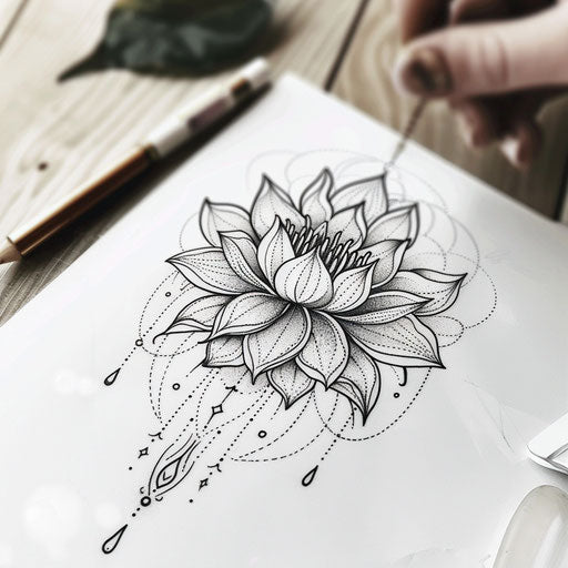 Water lily mandala tattoo design
