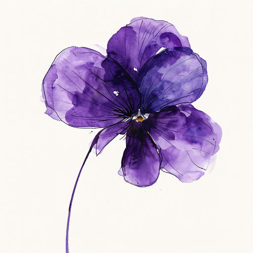 Watercolor painting of a violet flower tattoo design