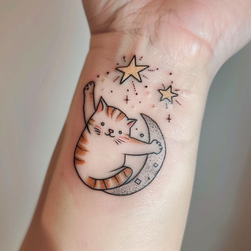 Bold Moon And Stars Tattoo Flash Set