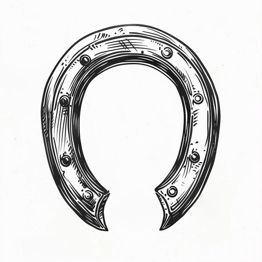 Clean flat tattoo sketch of a horseshoe in clipart style
