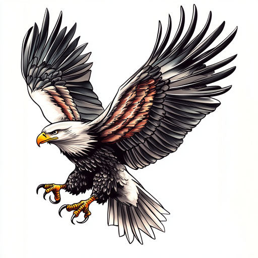 Chest eagle tattoo swooping claws sketch flat clipart style