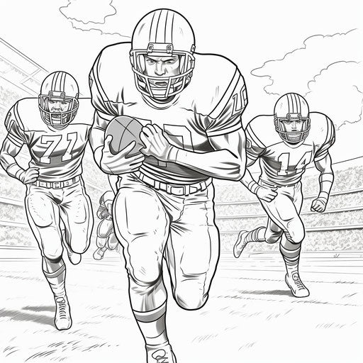 Football players running, coloring pages for kids