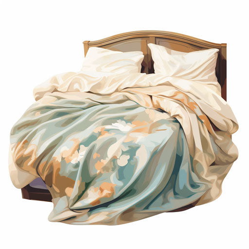 Bed clipart in the style of Oil painting on white background