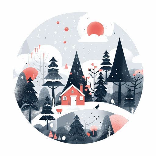 Christmas clipart in Minimalist style, on white background