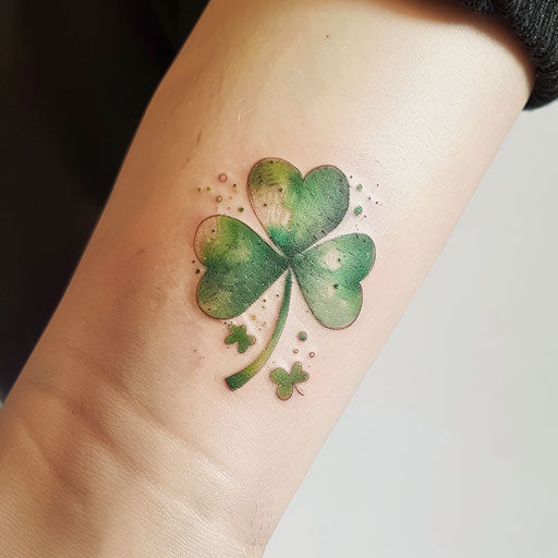 Watercolor shamrock tattoo in soft green shades