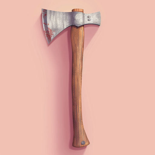 Realistic axe clipart on dusky rose background