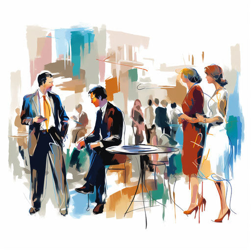 Meeting clipart in the style of Impressionistic Art, on a white background