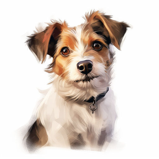 Cartoon dog in the style of Oil painting on white background
