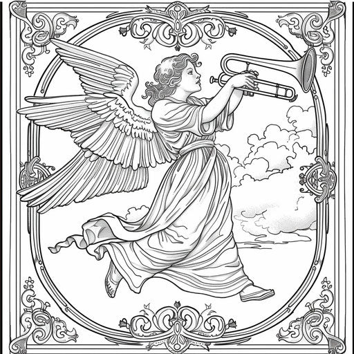 Cheerful angel heralding good news from the heavens