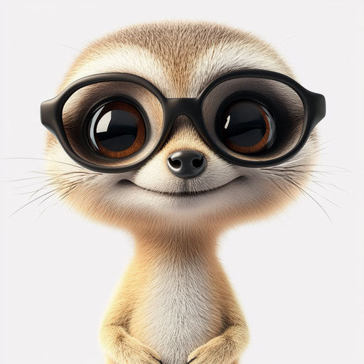 3D meerkat on flat white background, isolated clipart