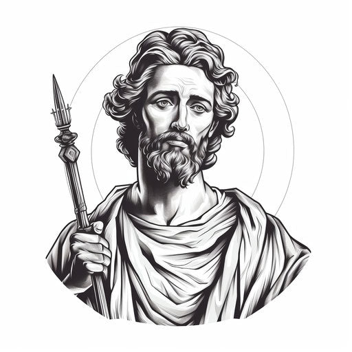 Saint Jude drawing on white background suitable for tattoo