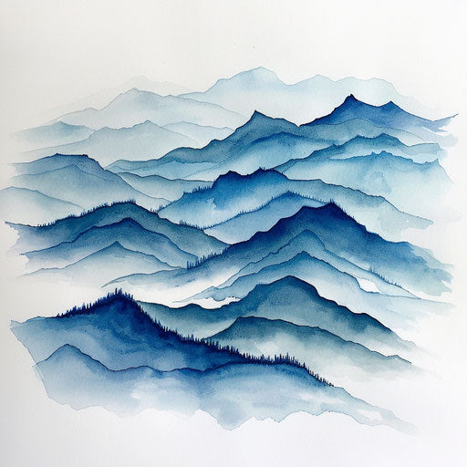 Blue mountains watercolor