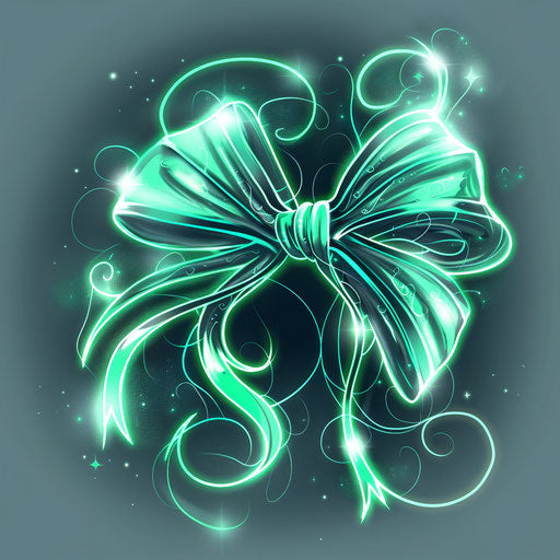 Sketch of a futuristic clipart tattoo of a neon green bow