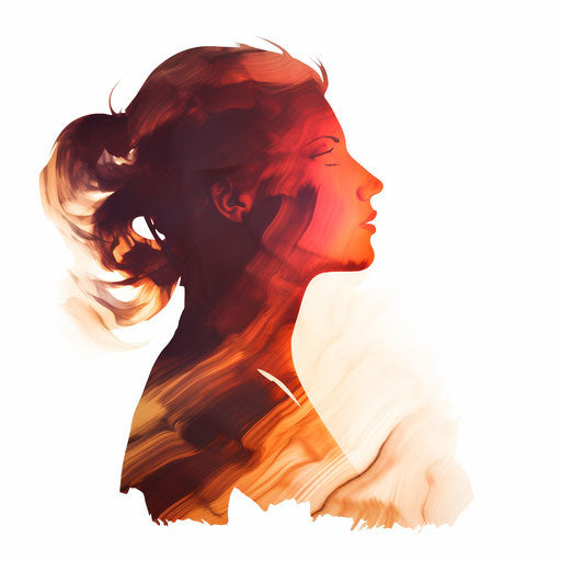 Female silhouette in Oil painting style on white background