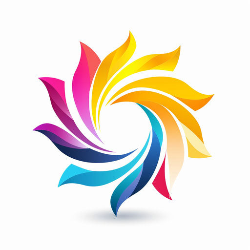 Innovative business logo with abstract elements and bright colors, on a white background