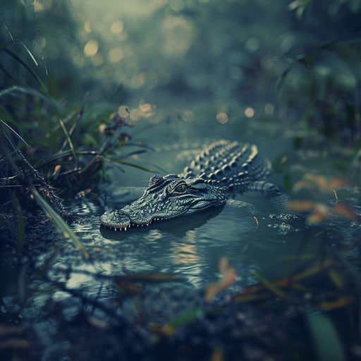 Crocodile in the murky waters of a swamp