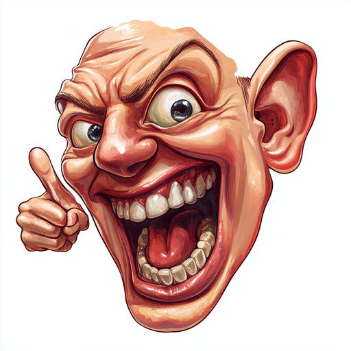 Humorous caricature of an ear with human characteristics