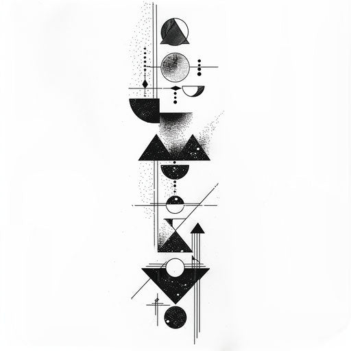 Minimalist black and white sketch of geometric shapes