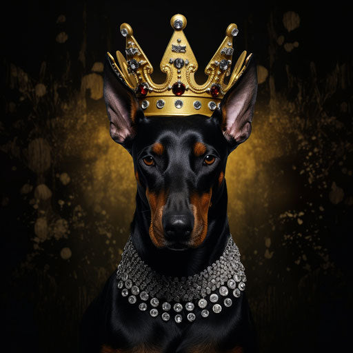 Doberman terrier dog, queencore style, high quality photo