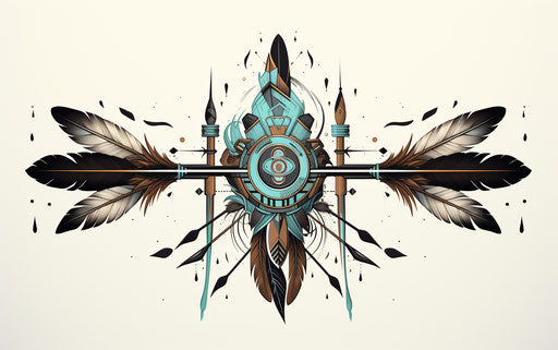 Arrows in an indigenous setting in black and white