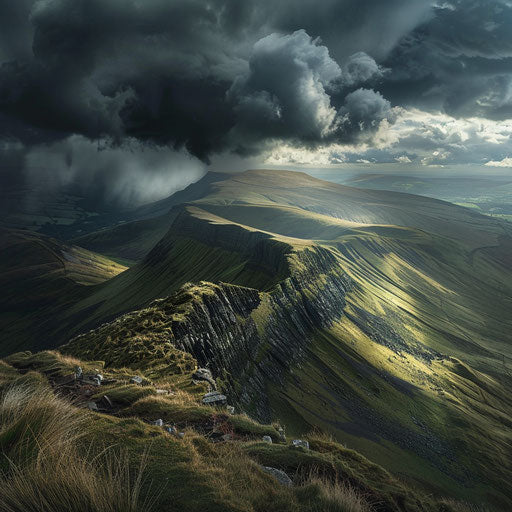 Storm over Pen y Fan, dramatic lighting and dark clouds
