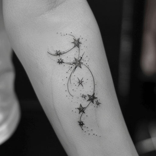 Aquarius constellation with dynamic stars and cosmic dust