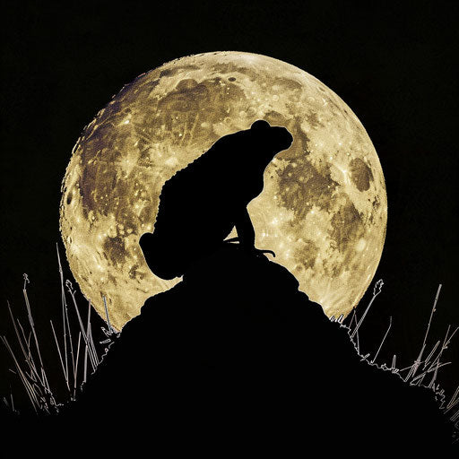 Silhouette of a Western leopard toad against full moon