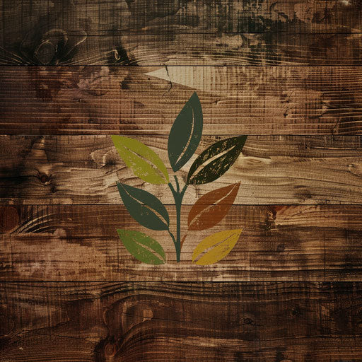 Natural logo with leaf motifs and earthy tones