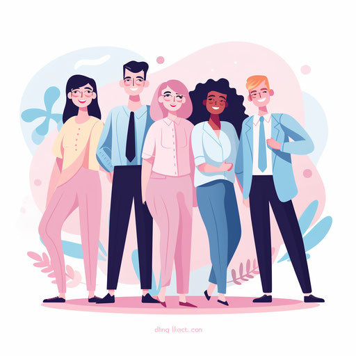 Team clipart in the style of Pastel Colors Art, on a white background