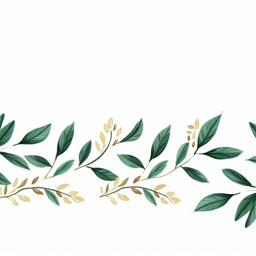 Minimalist style leaf border, on white background