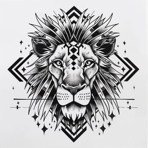 Tribal-inspired Lion of Judah tattoo sketch